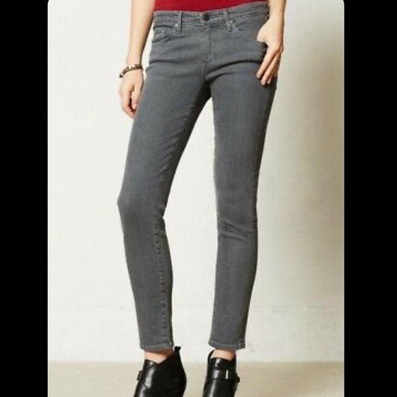 Ag Adriano Goldschmied Denim - AG Stevie Ankle Cropped Stretch Jeans in Dark Gray